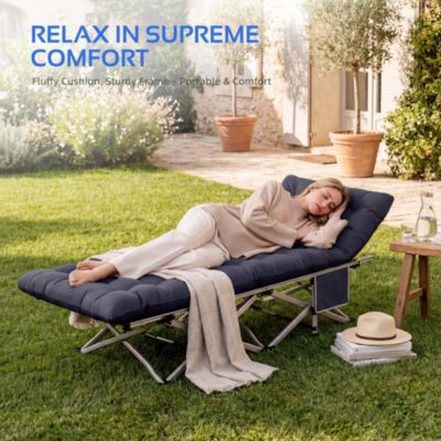 2-Piece Folding Bed Camping Cots with Removable Cotton Mattress (2 in a set), 600 lbs