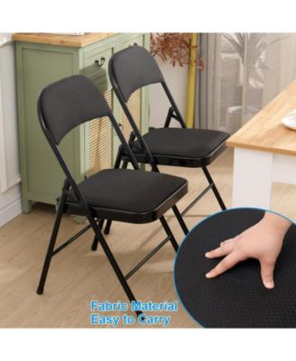 SUGIFT 4/6/10-Pack Folding Chair Set with Fabric Upholstered Padded Seat Metal Frame for Home Office Dining Room-6 Pack