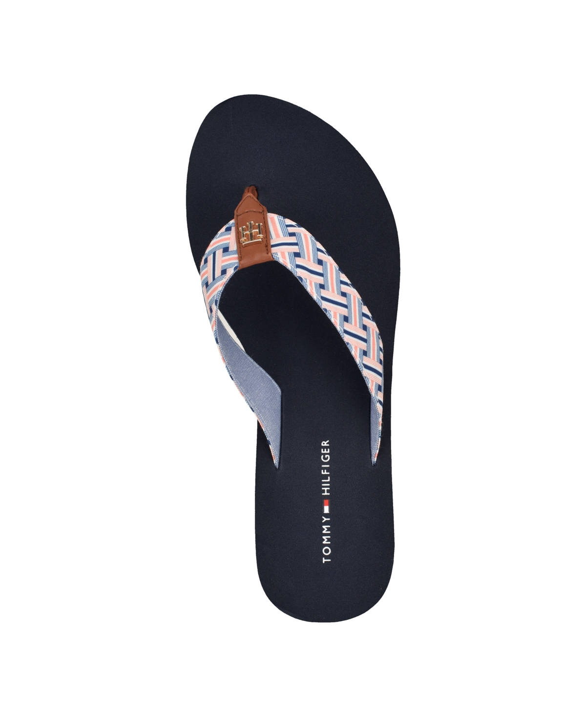 Shop Tommy Hilfiger Women's Roahna-x  Classic Flip Flops In Orange,navy Stripe