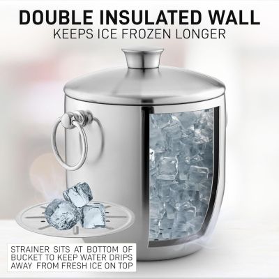 Premium Stainless Steel Double Wall Insulated Ice Bucket Kit