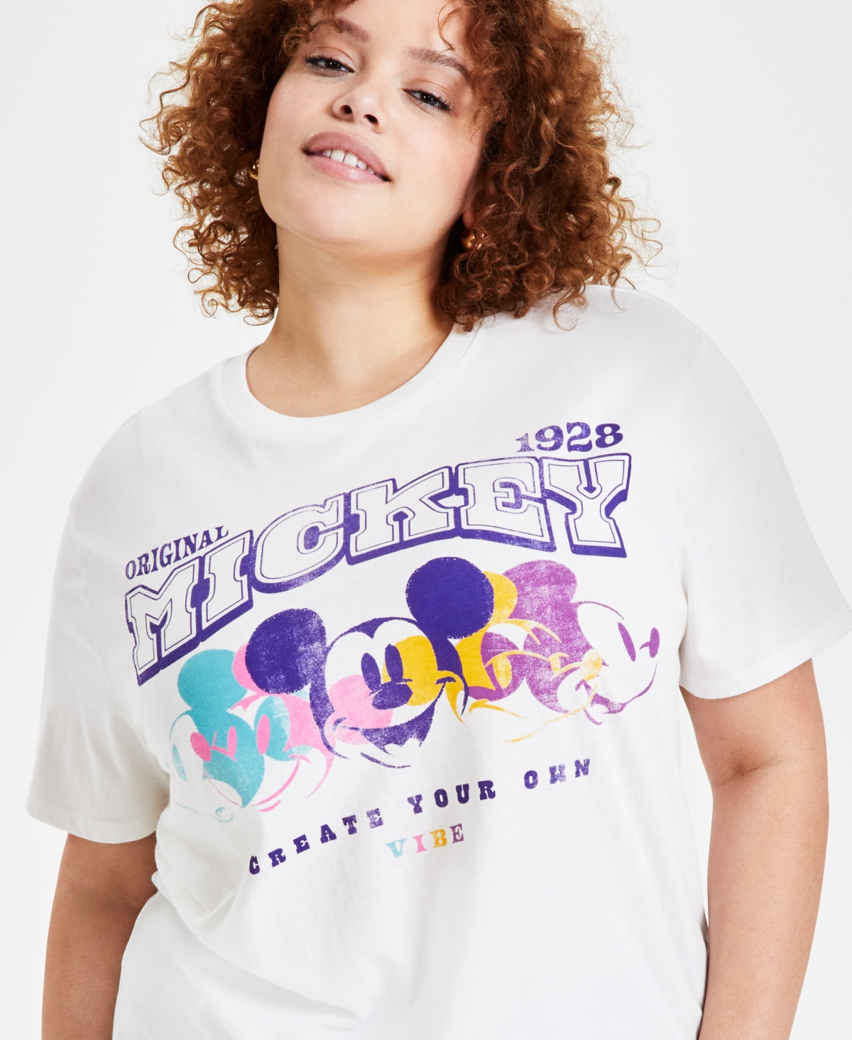 Disney Trendy Plus Size Mickey Mouse Graphic Print T-Shirt
