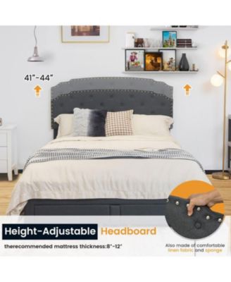 Platform Bed Frame with 4 Storage Drawers Adjustable Headboard - Full