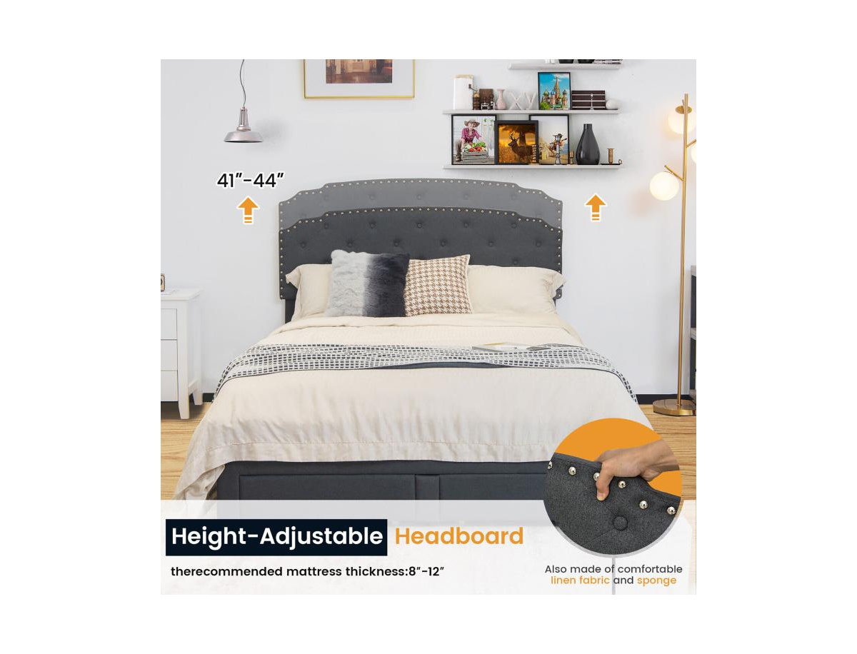 Platform Bed Frame with 4 Storage Drawers Adjustable Headboard