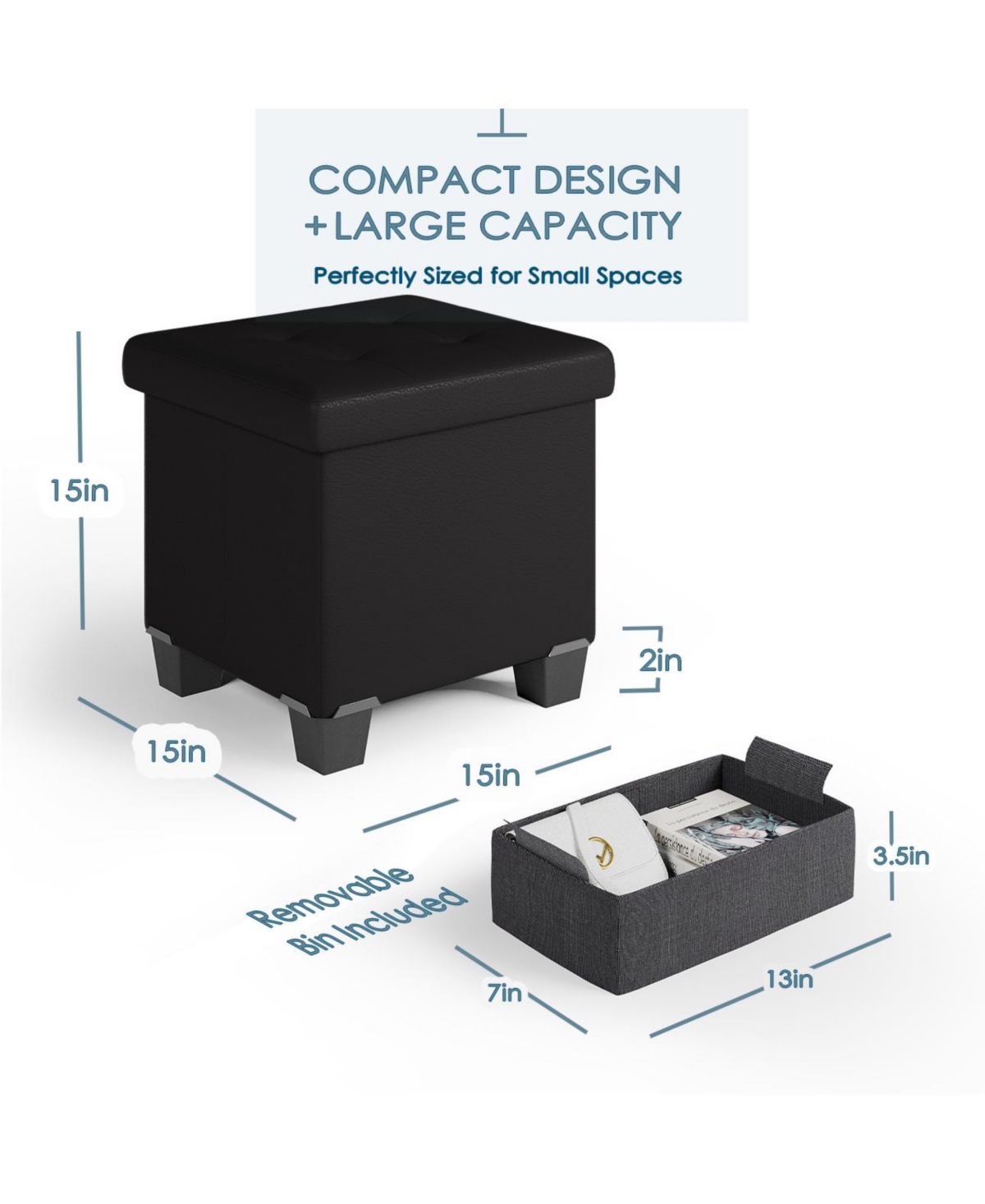 Nestl Inch Ottoman Storage Bench with Bins