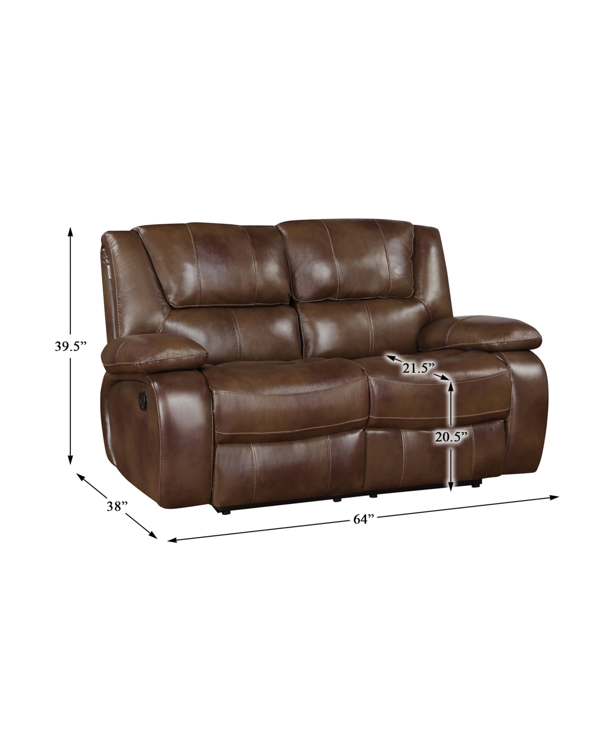 Shop Homelegance White Label Ouray 64" Leather Double Reclining Love Seat In Brown