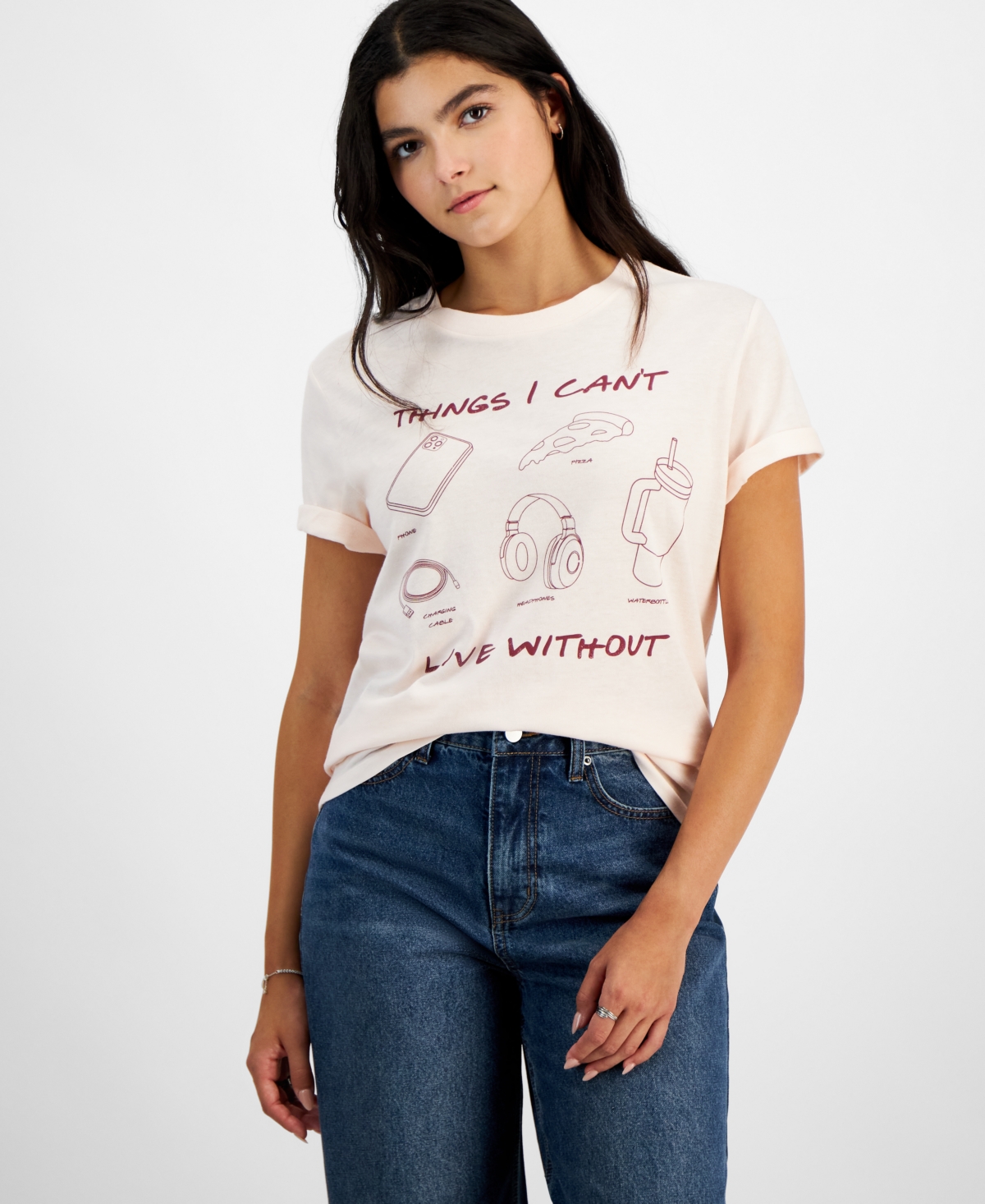 Juniors' Can't Live Without Graphic T-Shirt - Pink