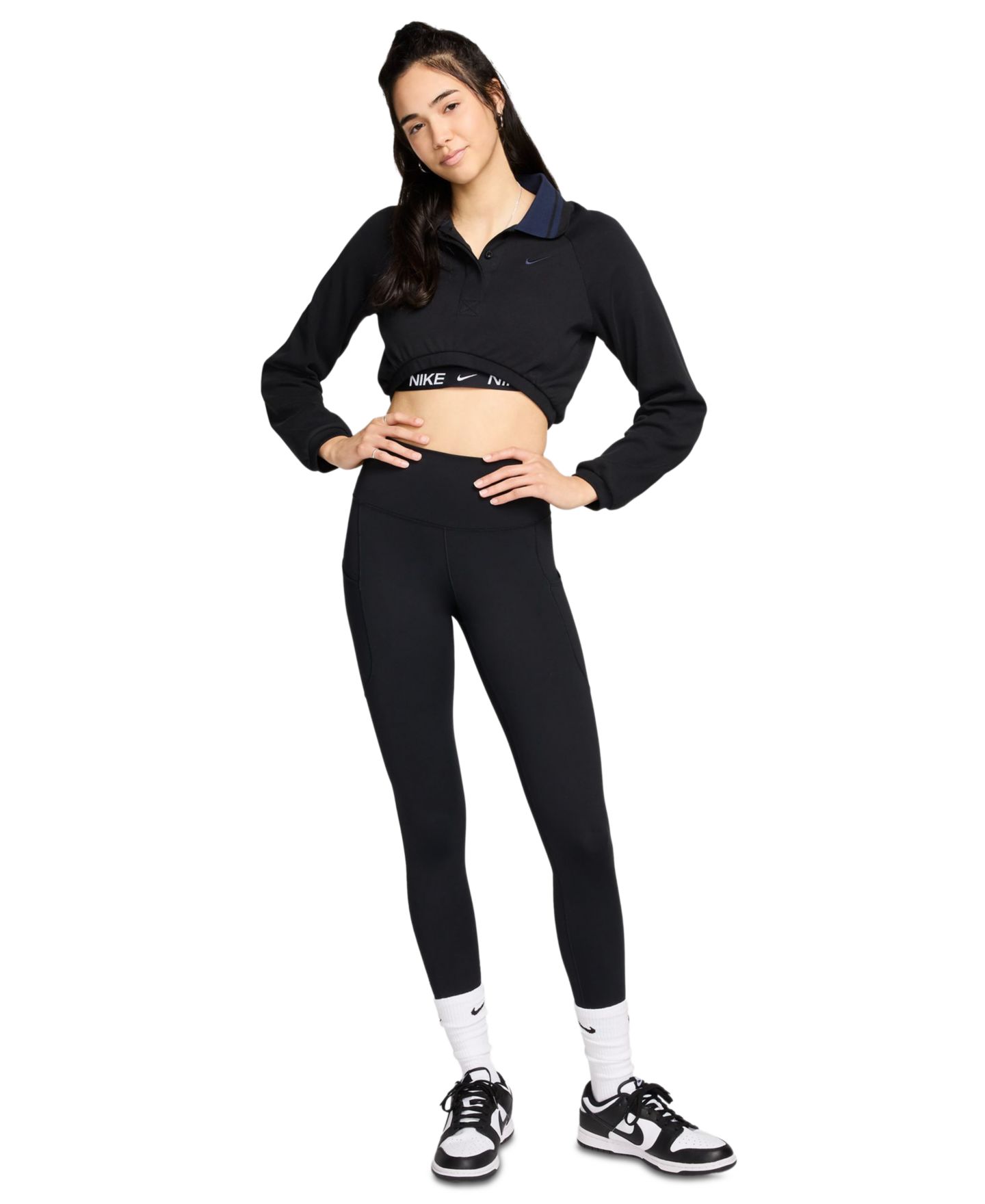 Женские леггинсы Nike One High-Waist 7/8-Leggings, цвет: Чёрный — фото 2