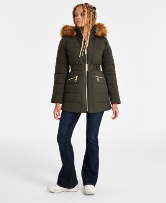 Maralyn Me Juniors Faux Fur Trim Hooded Puffer Coat Macy s