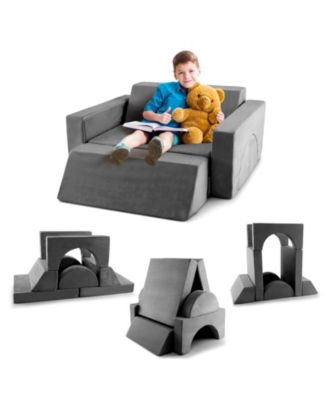 8 Pieces Kids Modular Play Sofa with Detachable Cover for Playroom and Bedroom