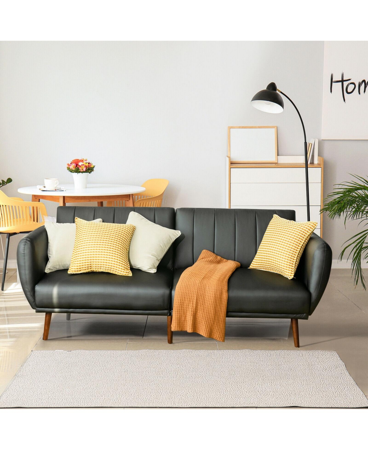 Shop Slickblue 3 Seat Convertible Sofa Bed With Adjustable Backrest For Living Room-black