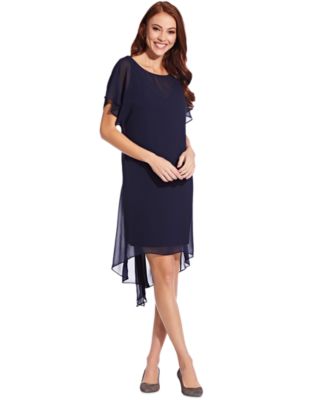 Adrianna Papell Chiffon Overlay A Line Dress Macy s