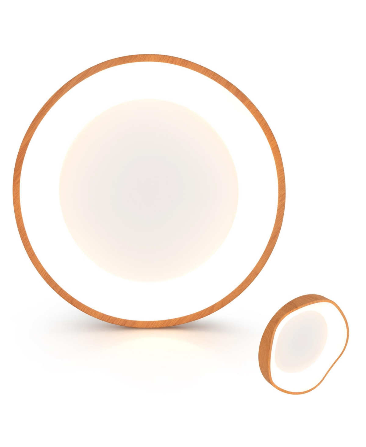 Slickblue 24W Modern Led Mount Ceiling Light with Wood Pattern and Metal Frame