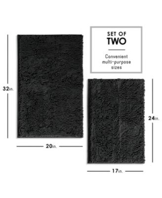 Chenille Quick-Dry, Machine-Washable, Non-Slip 2-Piece Bath Rug Set, Small & Medium (17″×24″ & 20″×32″)