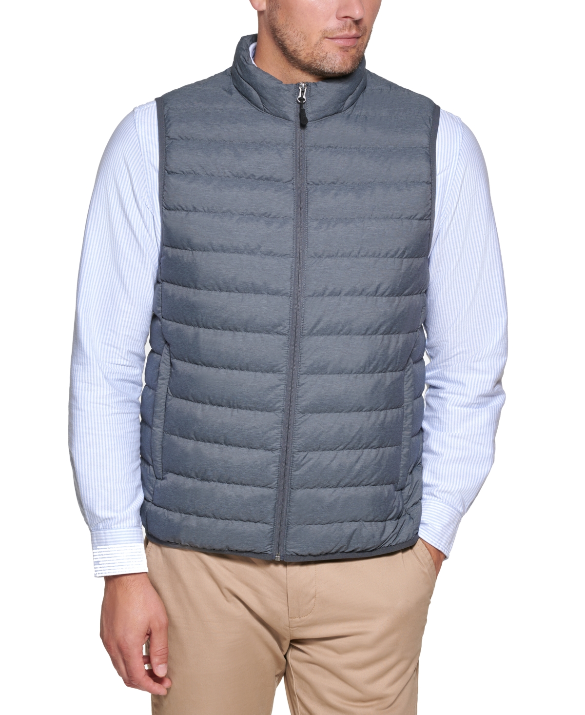 Shop Club Room Men's Quilted Packable Puffer Vest, Created For Macy's In Heather Grey