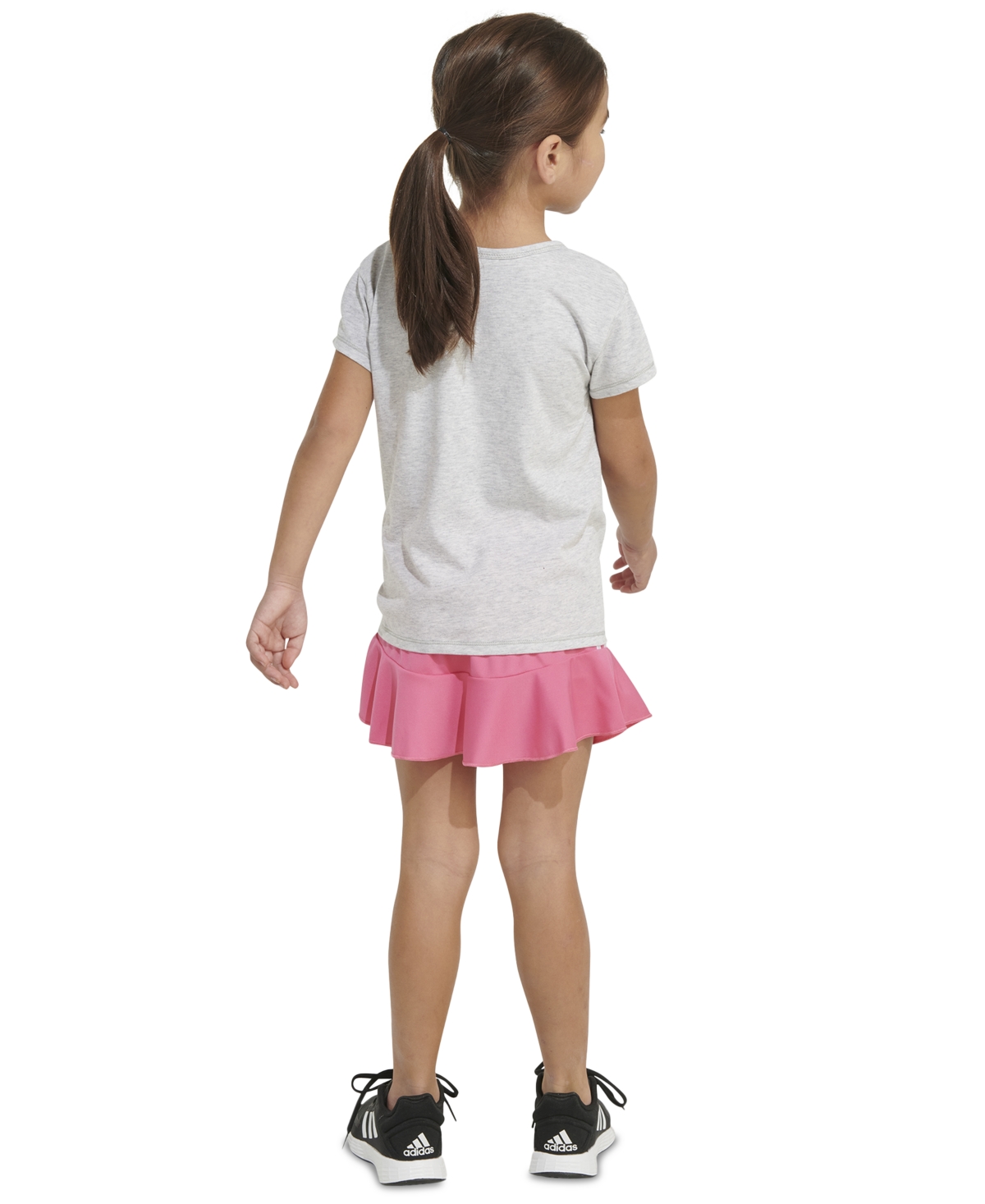 adidas Toddler & Little Girls 2-Pc. Heather Graphic T-Shirt and Skort Set - Light Grey And Pink