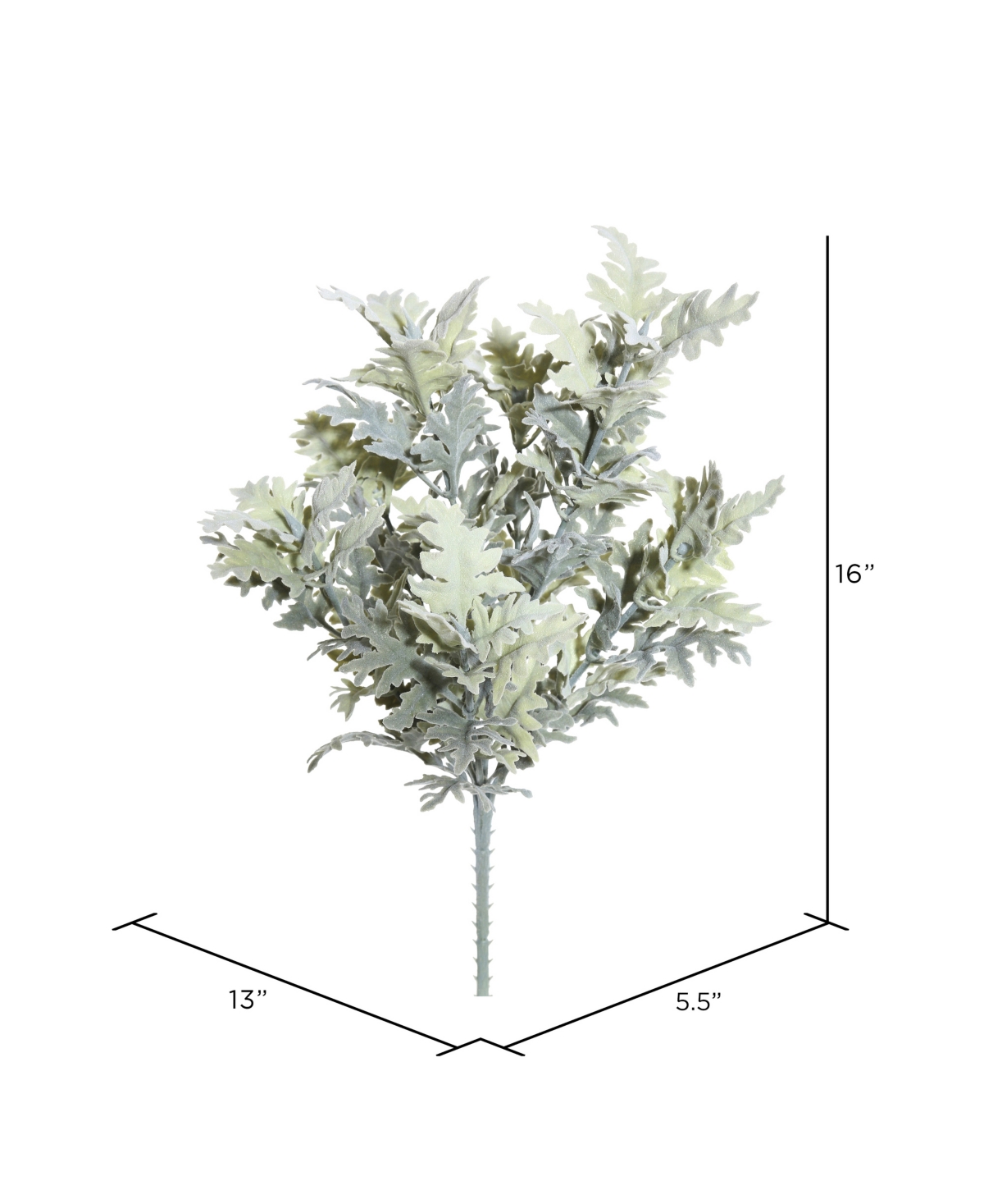 Vickerman 16" Artificial Green Flocked Dusty Miller Bush, Set Of 2 In Multi
