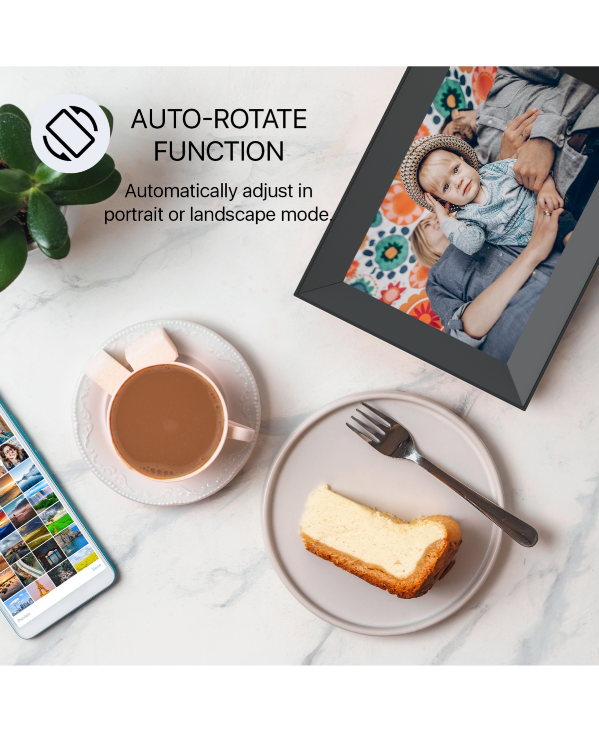 Eco4Life WiFi Digital Photo Frame with Auto Rotation and Photos/Videos sharing