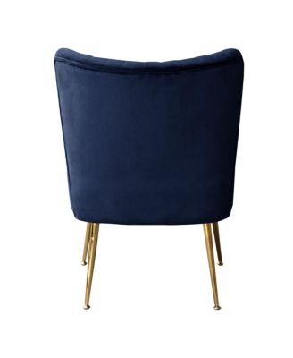 22" Wide Upholstered Tufted Velvet Accent Chair With Metal Leg