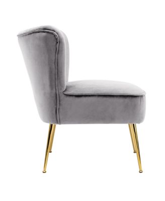 25" Wide  Velvet Upholstered Tufted, Metal Legs Accent Chair