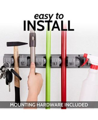 Wall Mount Mop Holder and Broom Hanger (5 Slots)