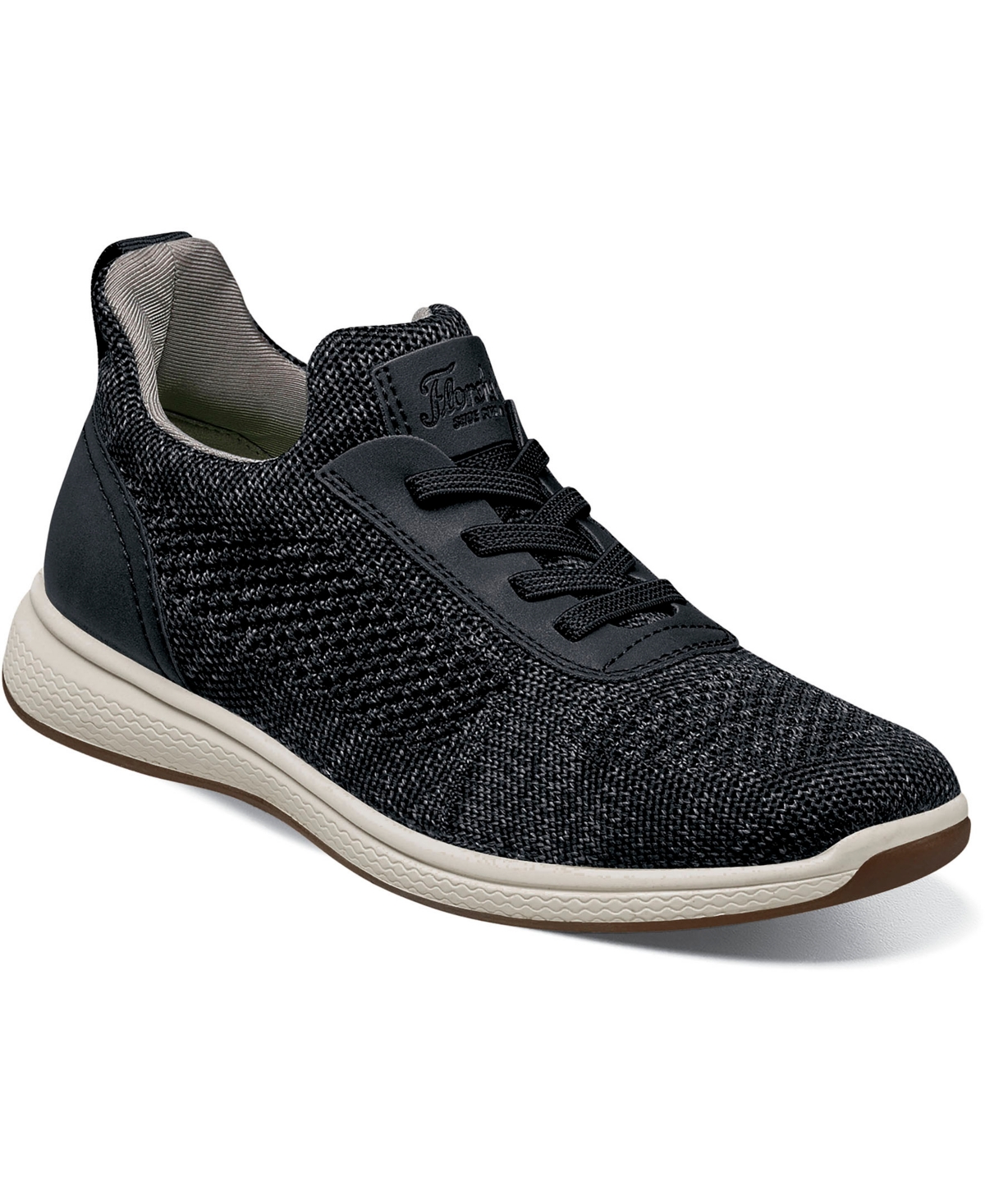 Shop Florsheim Boys Satellite Jr. Knit Elastic Lace Slip On Sneaker In Black