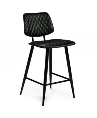 Raya Counter Height Stool (Set of 2) in Black Pu Leather