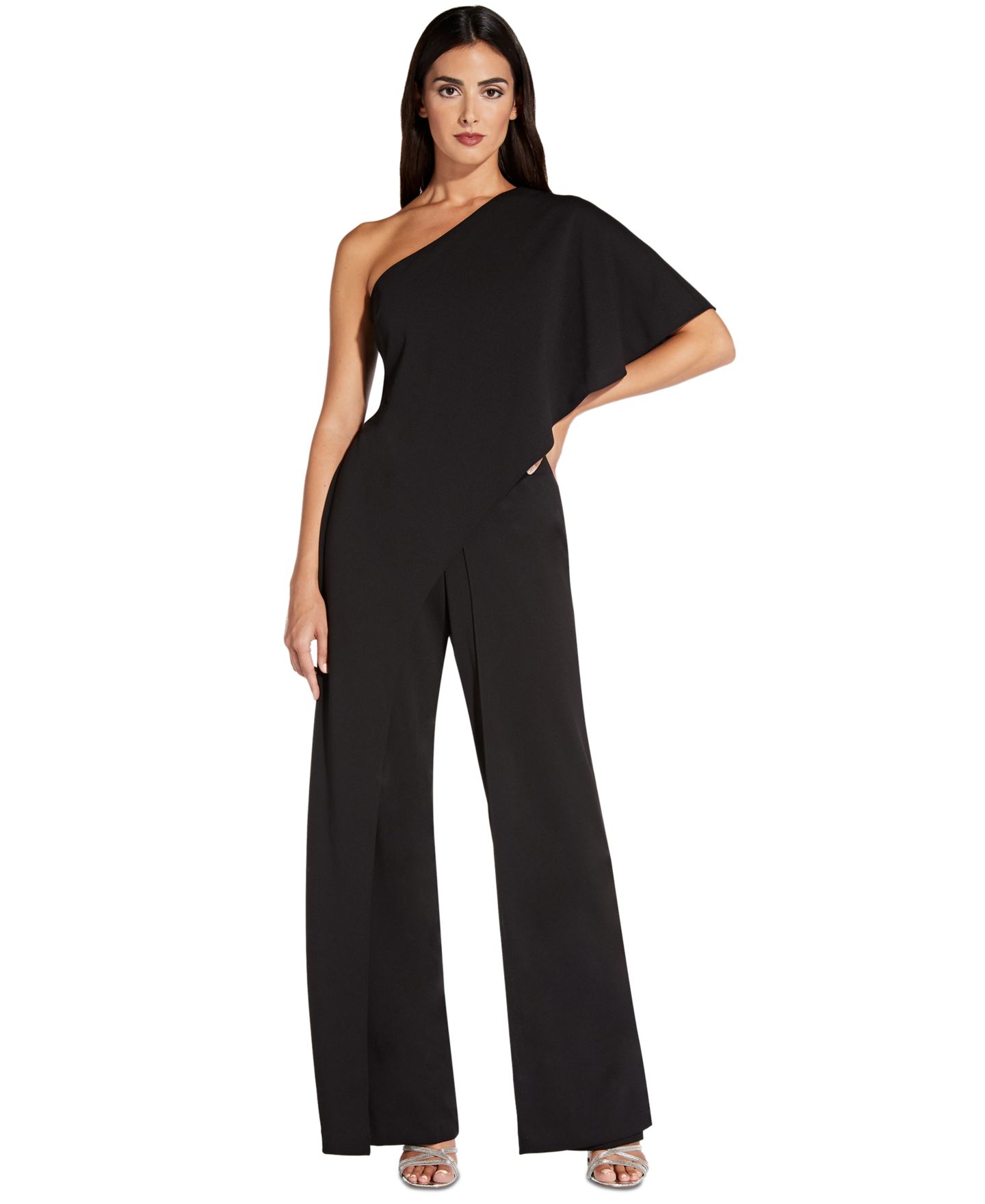 Женский комбинезон Adrianna Papell One-Shoulder Jumpsuit, цвет: Чёрный — фото 1