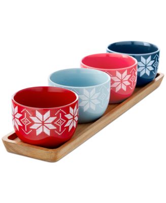 The Cellar Holiday Set of 4 Bowls with Server Tray, Created for Macy's ...