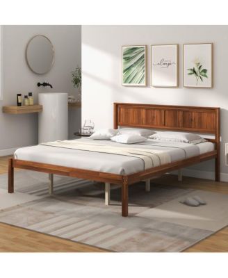 Bed Frame with Wooden Headboard and Slat Support