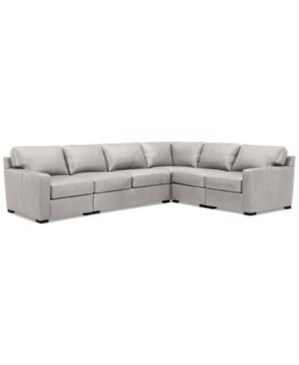 Radley 136"  5-Pc. Leather Square Corner L Shape Modular Sectional