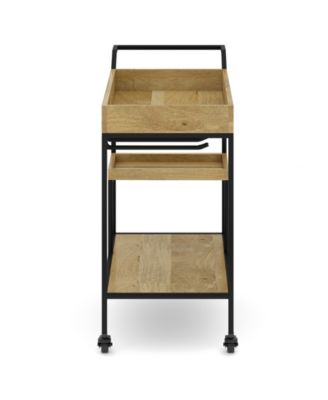Barnes Solid Mango Wood 29 inch Bar Cart in Natural