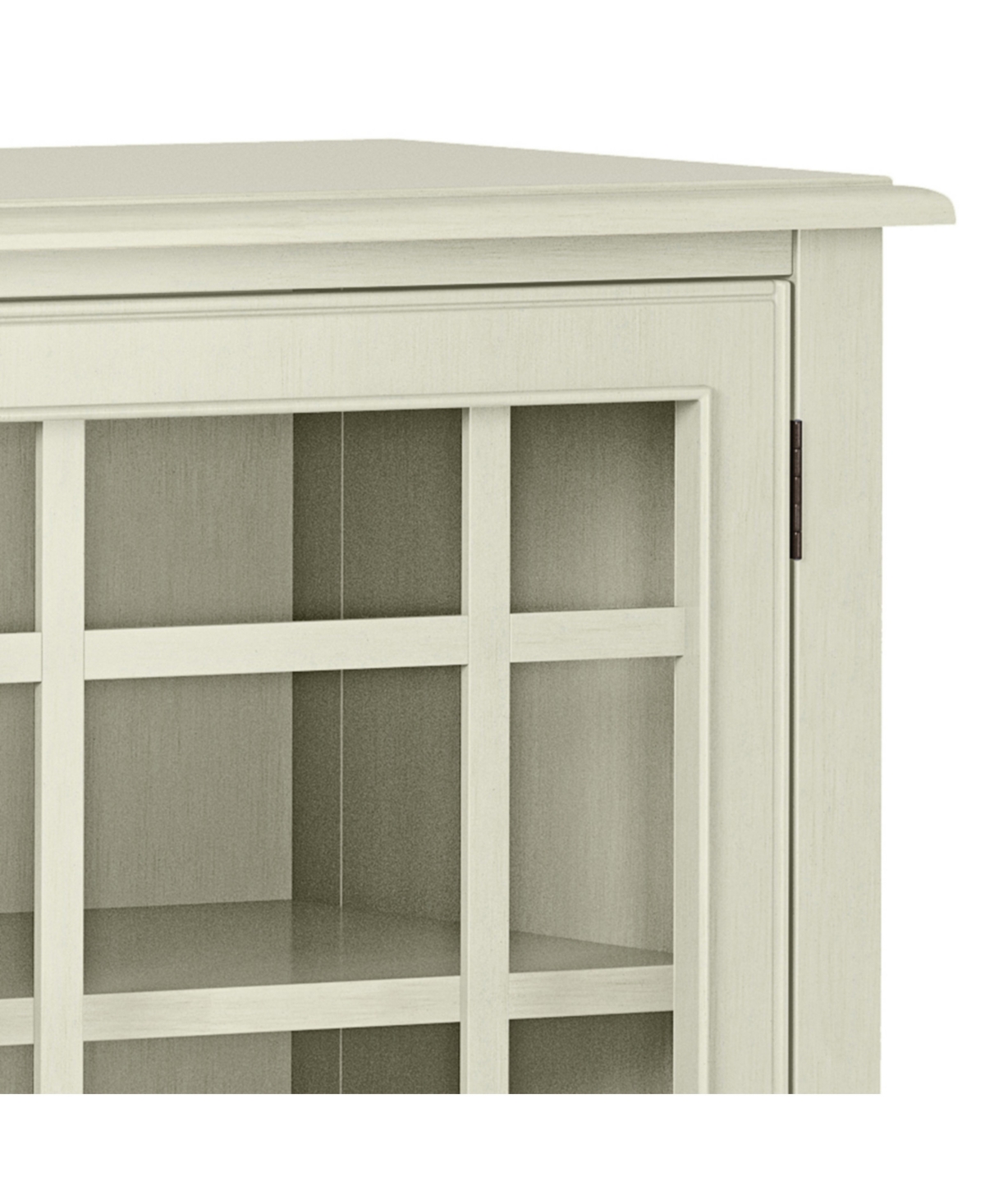 Simpli Home Connaught Solid Wood Low Storage Cabinet In Antique White In Antique White