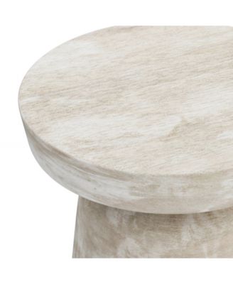 Robbie Solid Mango Wood Accent Table in Distressed White Wash