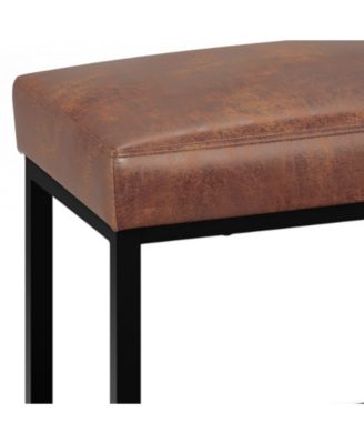 Reynolds Ottoman Bench in Distressed Saddle Brown Pu Leather
