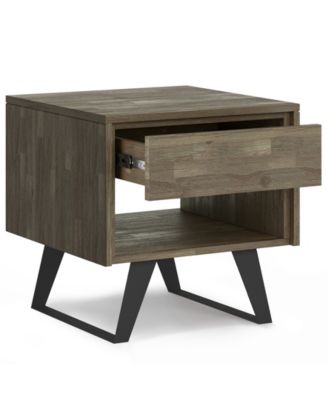Lowry Solid Acacia Wood End Table in Distressed Grey