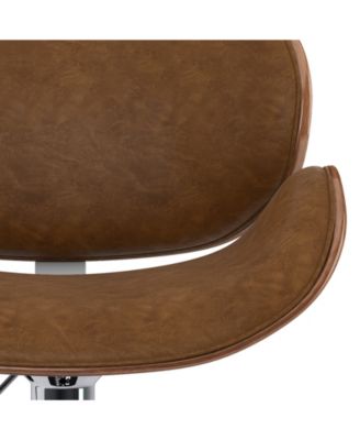 Marana Bentwood Adjustable Swivel Bar Stool in Deep Tan Pu Leather