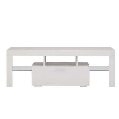  Modern TV Stand With LED Lights, High Glossy Front TV Cabinet