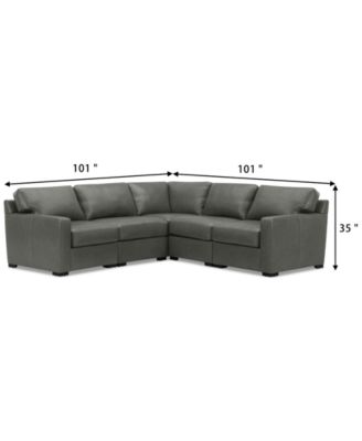 Radley 101" 5-Pc. Leather Square Corner L Shape Modular Sectional
