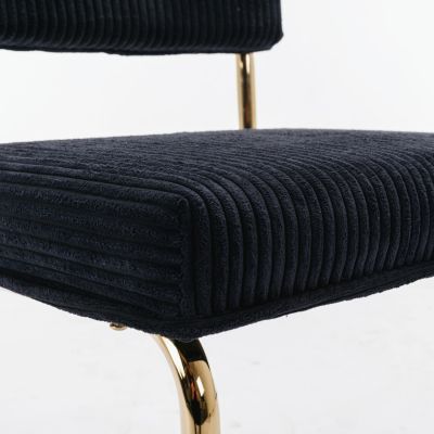 2 Modern Black Corduroy Dining Chairs
