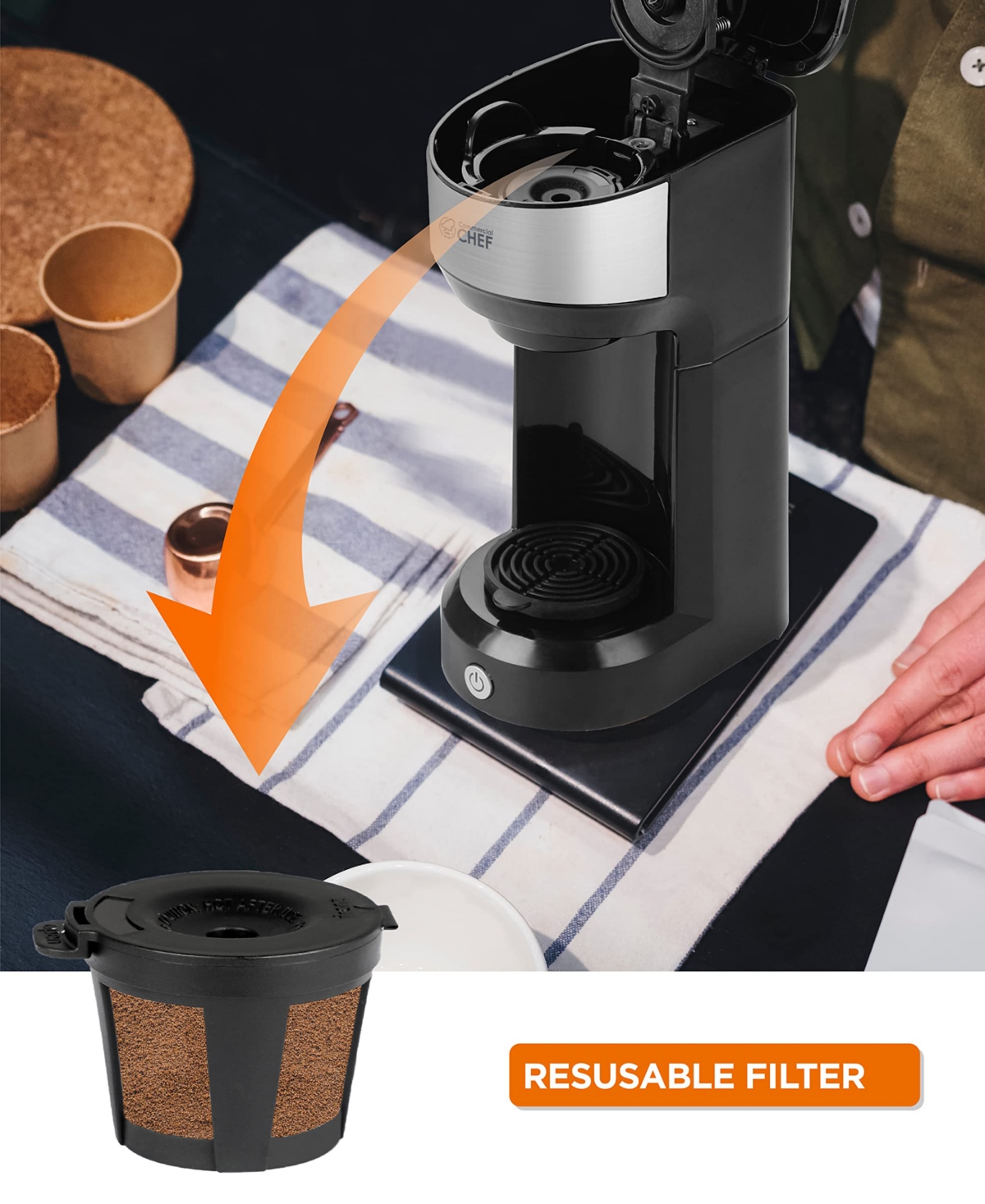 Commercial Chef Coffee Machine, K Cup Coffee Maker 13 Ounce Water Tank, Single Serve Coffee Maker and Portable Coffee Maker Single Serve with One Touc