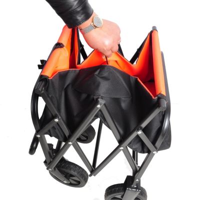 Folding Wagon Garden Shopping Beach Cart (Black+Yellow)