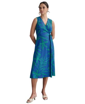 Palm print deals wrap dress