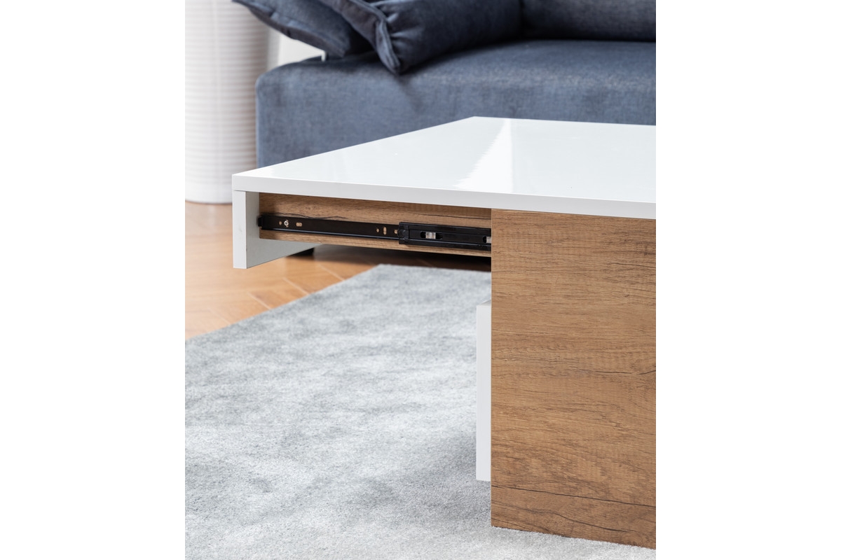 Streamdale Furniture Arlo LightWood Finish Coffee Table With Hidden Compartments And 2 Drawers - Brown