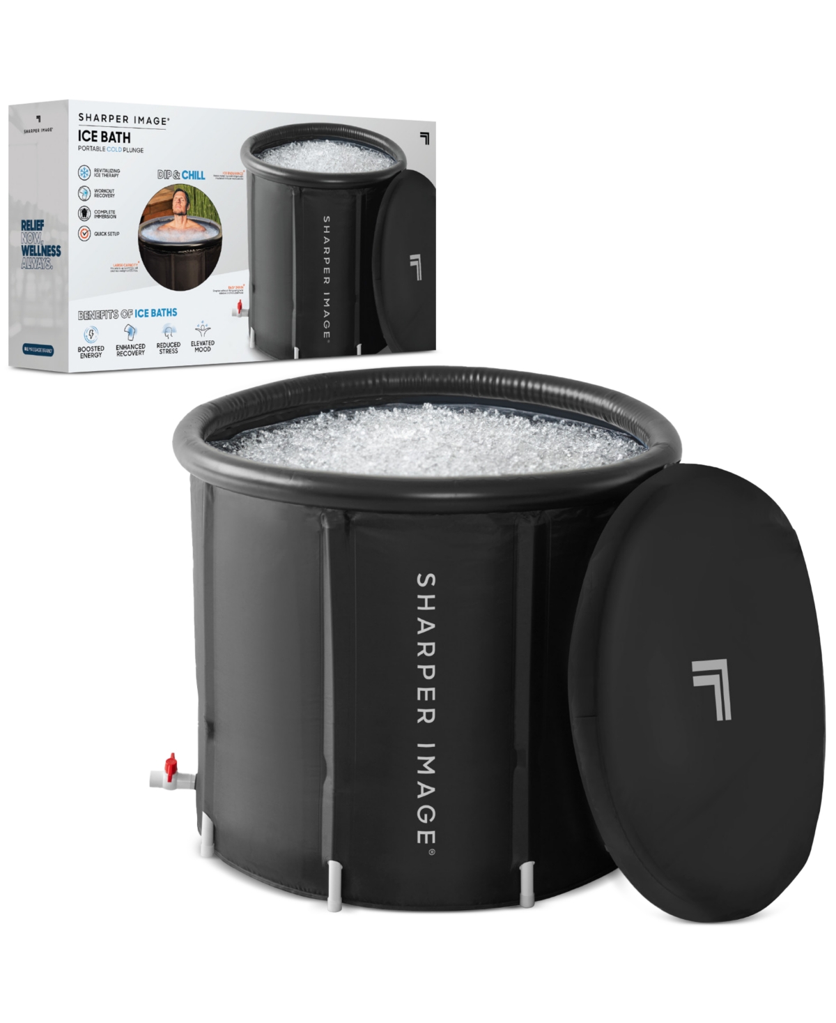Sharper Image Ice Bath Portable Cold Plunge Revitalizing Ice Therapy In White