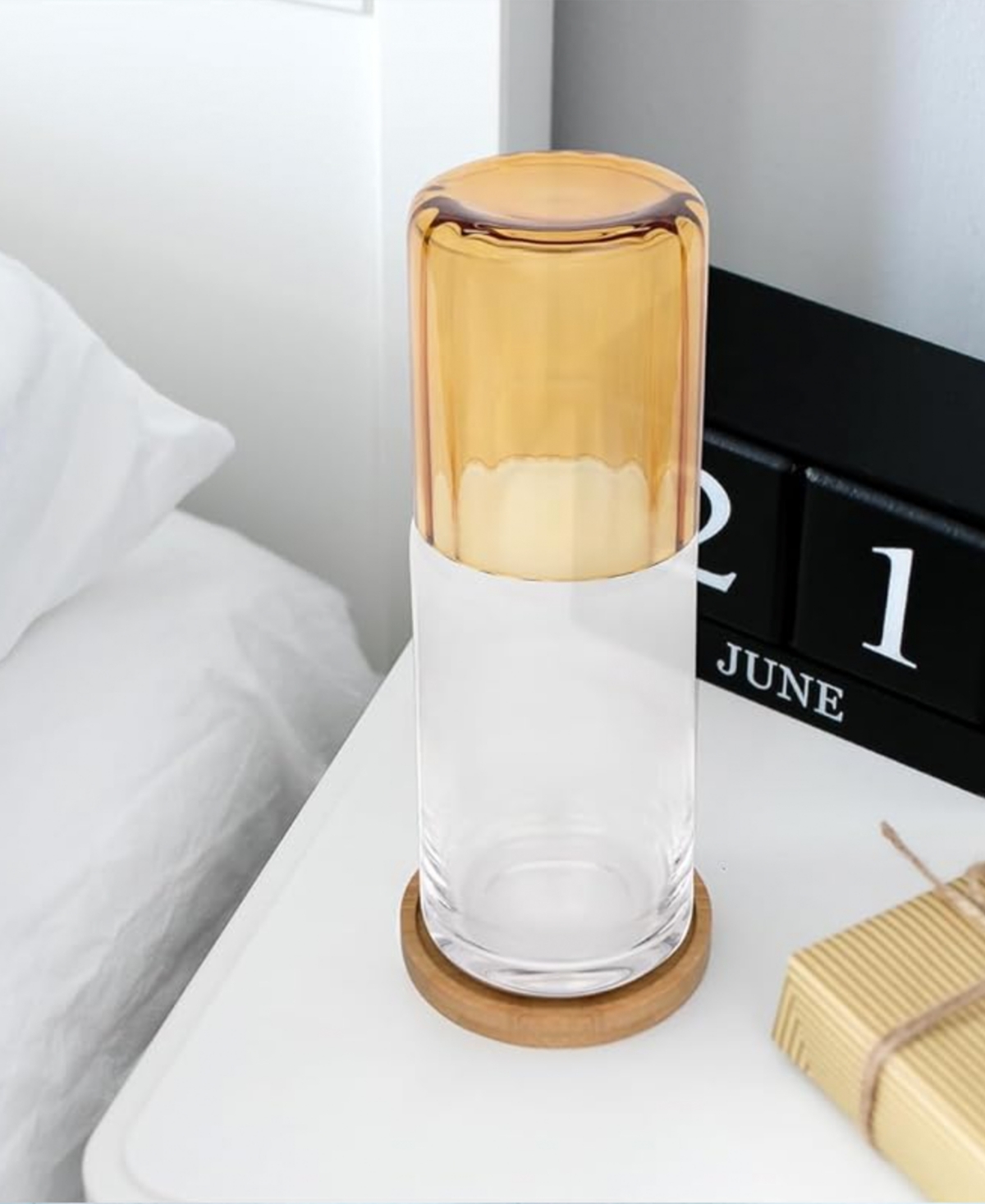 Jay Imports Clear Carafe Set With Tumbler In Amber