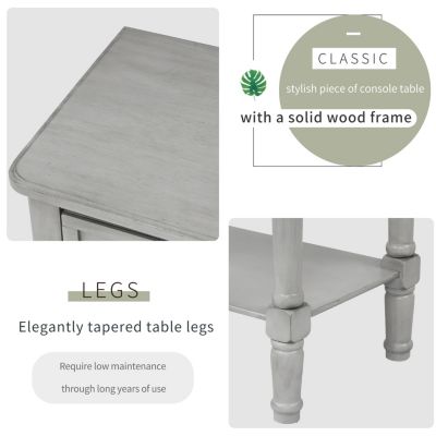 Simplie Fun Narrow Console Table, Slim Sofa Table With Three Storage Drawers And Bottom Shelf