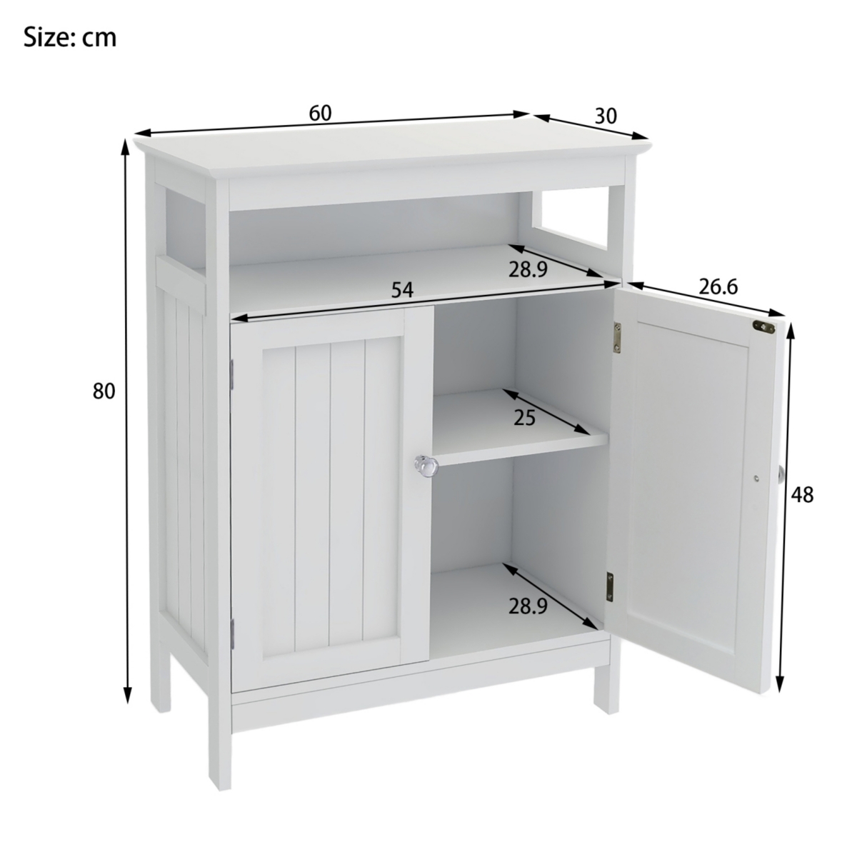 Streamdale Furniture Bathroom Standing Storage With Double Shutter Doors Cabinet