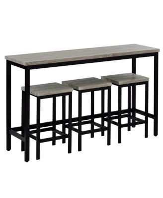 Extra Long Counter Height Dining Set with 3 Stools