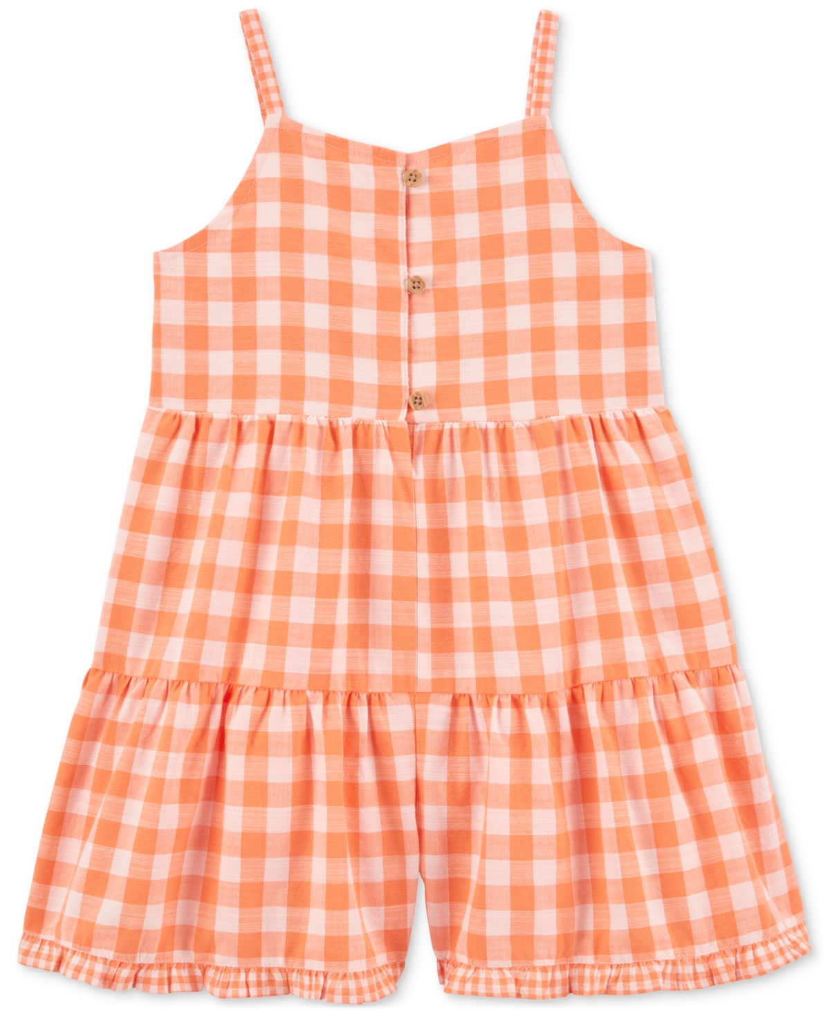 Shop Carter's Toddler Girls Gingham Poplin Cotton Romper In Orange