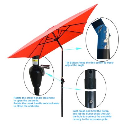 Streamdale 6ft x 9ft Waterproof Patio Umbrella with Tilt